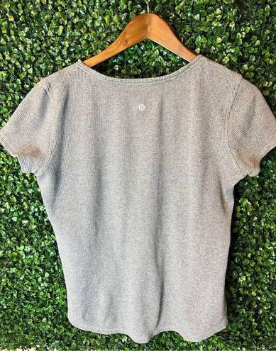 Lululemon Cotton Waffle Knit Short Sleeve Gray Top Size Large