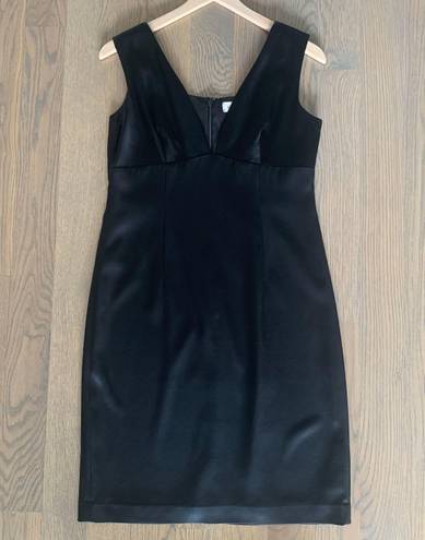 L'AGENCE Black Satin Deep V Plunge Mini Dress Size 8