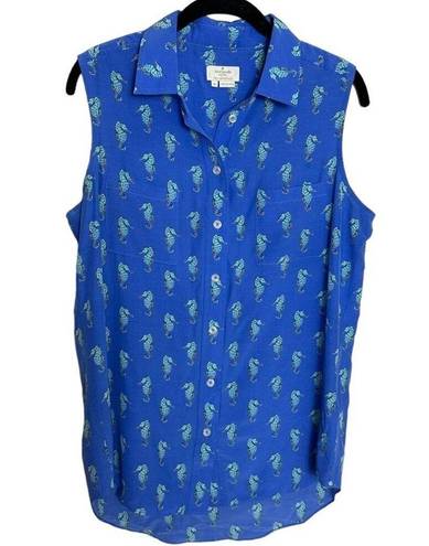 Kate Spade  seahorse print silk blend sleeveless blouse size Medium