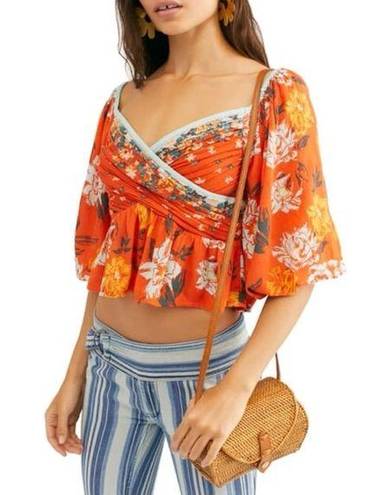 Free People  Mirabella Floral Wrap Front Blouse