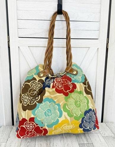 Relic  Floral Canvas Hobo Shoulder Bag Ivory Multi