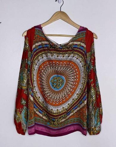 Arden B Women's  Open Sleeve Colorful Keyhole Back Blouse Small ~