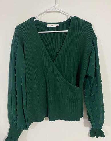 Lush Clothing Lush Green Dot Sleeve Wrap Sweater