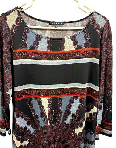 Tiana B  Brand Starburst Tunic Pullover Dress Black Burgundy Gray Women’s Medium