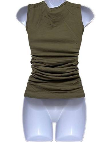 n:philanthropy n philanthropy Womens XS Buenos Tank Top Olive Green Ruched Side Long Length NWT