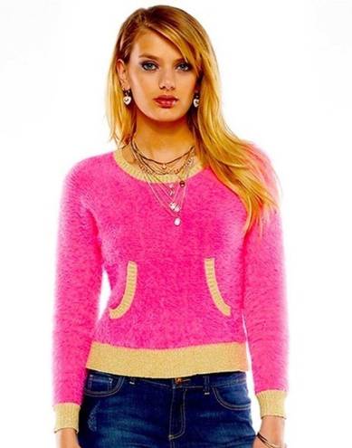 Juicy Couture Pink & Gold Fuzzy Sweater