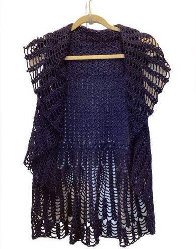 Beautiful unique handmade Crochet vest One Size blue with sparkles.