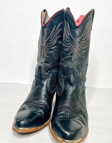 Dingo VTG  Black Leather Cowgirl Western Heeled Boots Rodeo Yellowstone Size 8