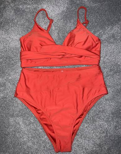 Cupshe Marsala Twist High Waisted Bikini