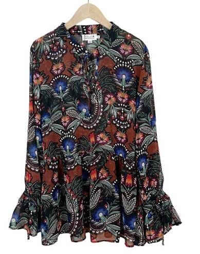 Molly Bracken NWOT  Colorful Floral Paisley Print Peplum Blouse Size XL