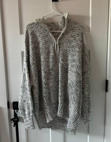 Aerie Gray Quarter Zip Sweater