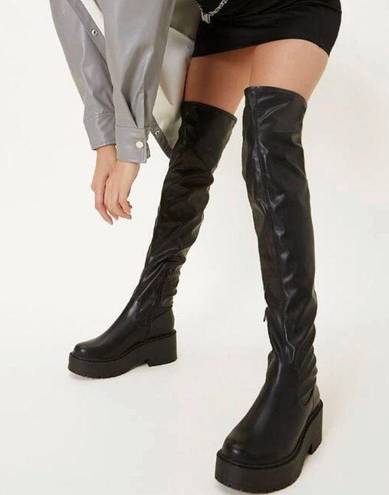 Knee High Platform Boots Black Size 8