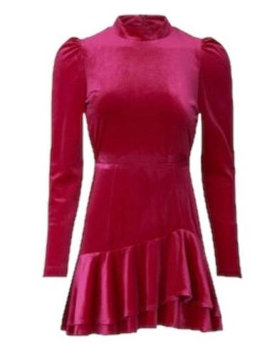 Yumi Kim  Shannon Pink Fuschia Velvet Long Sleeve Mini Dress Size Medium