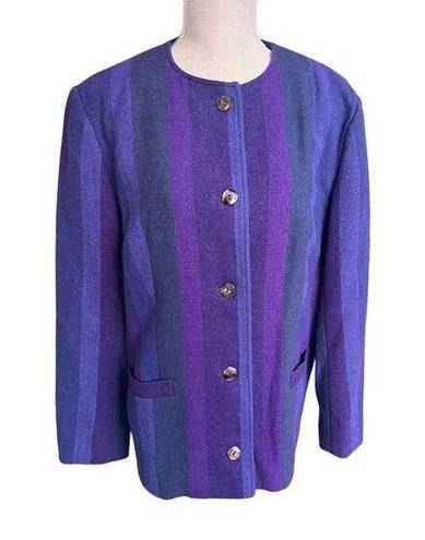 Vintage Avoca Collection Wool Woven Purple Jacket Made in Ireland L Size L