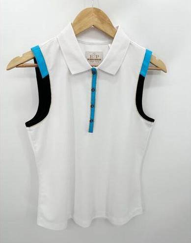 EP Pro  White Black Blue Tour Tech Sleeveless Polo Shirt Women's Size Medium M