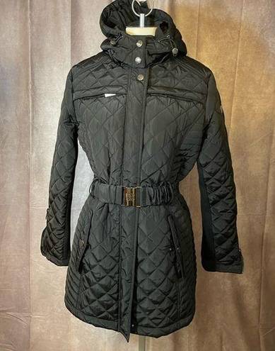 Nicole Miller  Studio Black Hooded Puffer Fur Lined Winter Coat- Size Medium