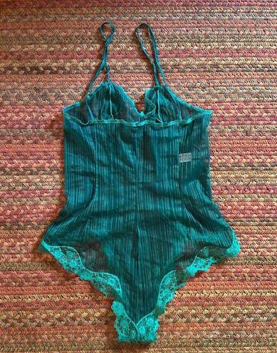 American Vintage VTG TEAL SHEER LACE SEXY BODYSUIT