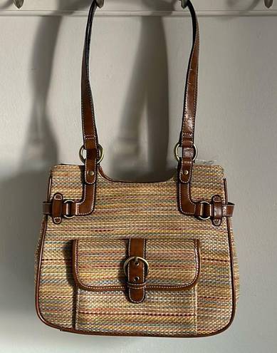 Studio Works New  Woven Striped Double Strap Shoulder Bag Purse