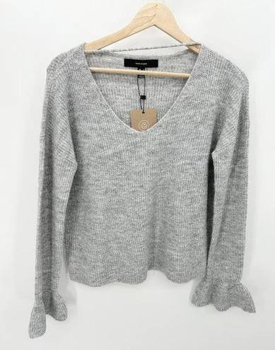 VERO MODA  Sweater Women Small NWT Light Grey Melange Simone Long Sleeve Ruffle