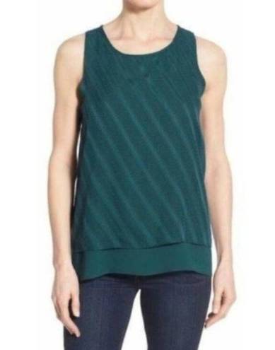 Bobeau Nordstrom  Tank Top S Split Back Overlay Layer Georgette Design Teal