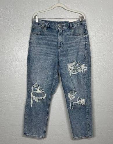 American Eagle  Women 16 Short Medium Wash Curvy Mom Jeans Distressed High Rise