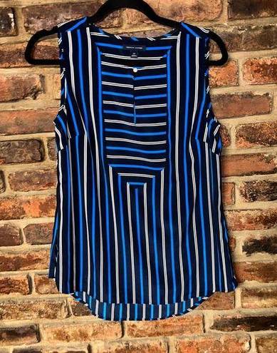 Tommy Hilfiger  Blue White Striped Sleeveless Keyhole Blouse Women's Size Small