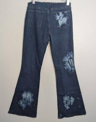 DKNY Vintage 90's Y2K  Jeans Low Rise Flares Frayed Waistband  Tie Dye Rhinestone