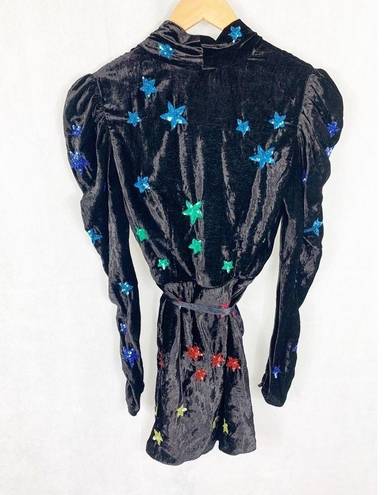 Rococo  Sand Velvet Star sequin faux wrap star dress