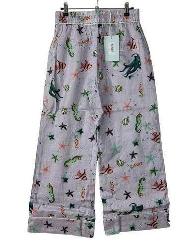 Hill House Size S The Skylar Pants Sea Creatures Linen Wide Leg Pockets NEW