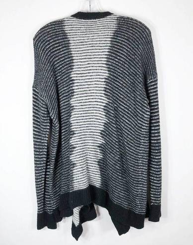 DKNY  Jeans Womens Large Cardigan Sweater Knit Striped Open Waterfall Front DF