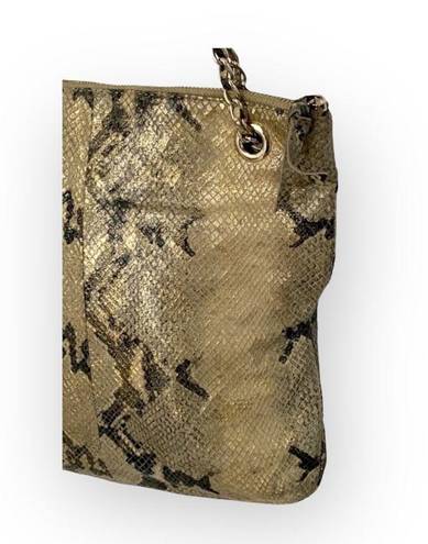 DKNY  ᪥ Crossbody Leather Convertible Bag ᪥ Double Chain ᪥ Metallic Python Print