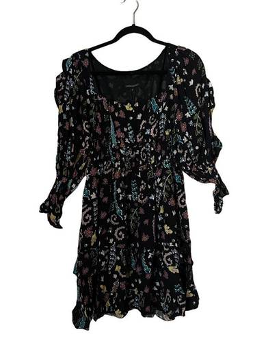 Cynthia Rowley 
HOLLY SMOCKED WAIST RUFFLE DRESS
- BLACK FLORAL, New With Tags