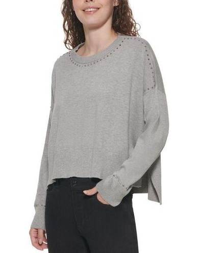 DKNY NWT!  Gray Studded Crew Neck Pullover Sweater XL