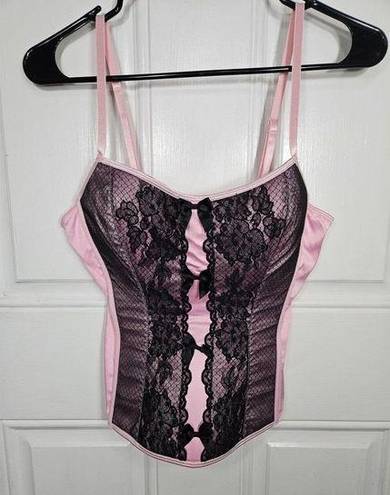 Victoria's Secret Sexy Little Things Size Large Pink Satin Corset Bustier Lace