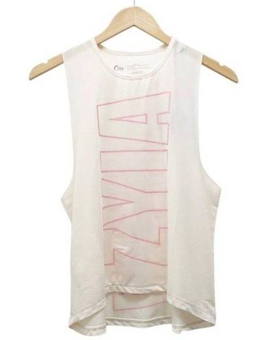 Zyia NWT  Hot Pink Ivory Blush Spell-Out Athlete Tank Muscle Top Women's Sz Small