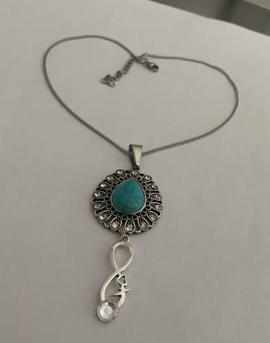 infinity Turquoise Rhinestones  Charm Necklace