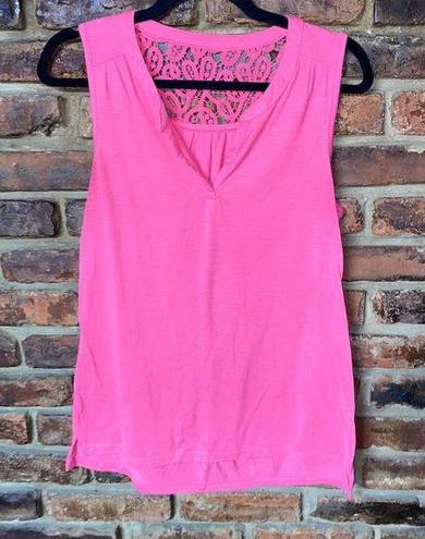 Sonoma  Pink Sleeveless Crochet Lace V-Neck Tank Top Women's Size Medium