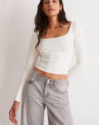 Madewell NWT Square Neck Long Sleeve Ribbed Top size Small