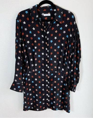 Equipment  Femme Blue Silk Claudette Star Printed Shirt Dress Sz 8