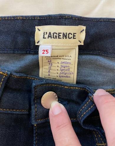 L'AGENCE Margot Midnight Skinny High Rise Crop Blue Jeans Size 25 Inseam 27"