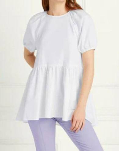 Hill House  The Francesca Tunic Top White Cotton Light Weight Hi Lo Hem