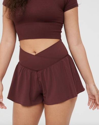 Aerie burgundy real me crossover flowy short