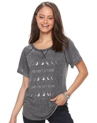 Grayson Threads Womens  The Night is Young Moon Burnout Graphic Tee - Sz M