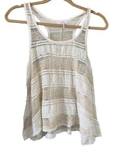 Kirra  Ivory and Metallic Gold Lace Tank, size S