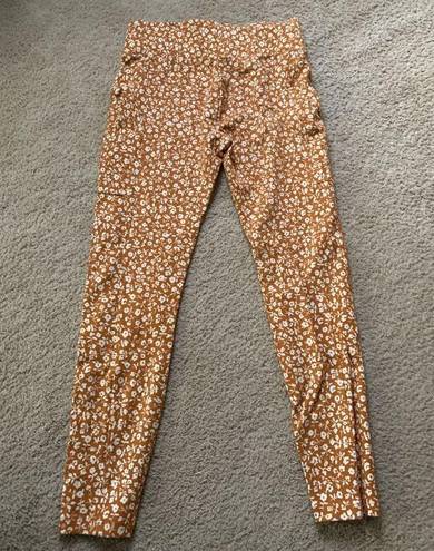 Lou & grey  Leggings Floral Side Pocket High Rise Rust Orange Soft Size S