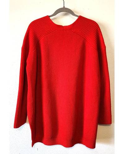 All Saints Clea V-neck Long Sleeve Oversized Jumper Sweater Red Small