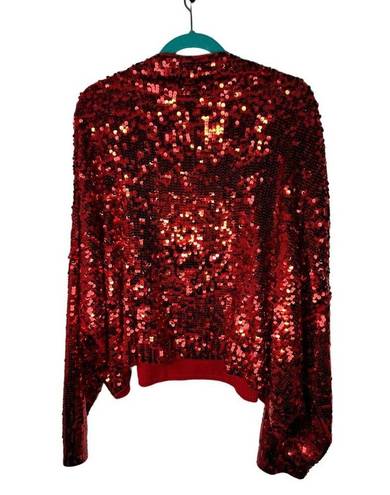 Pilcro  Size 2X 100% Cashmere Ruby Red Sequin Long Sleeve Pullover Glam Sweater