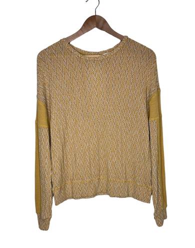 BKE Long sleeve Knit Keyhole Back Sweater Mustard Yellow Size Large