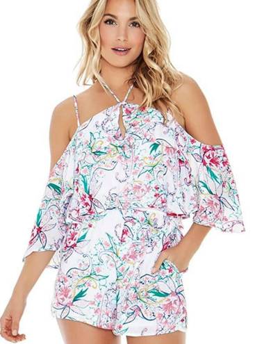 l*space L*  White Floral Seaside Halter Romper medium 