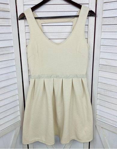 American Eagle Outfitters Ribbed Knit Cage Back Mini Dress Cream 6 Fit Flare